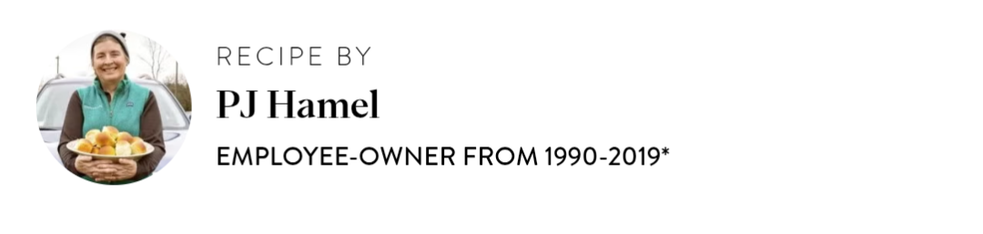 Attribution block for PJ Hamel, listing her as an employee-owner at King Arthur Baking from 1990-2019